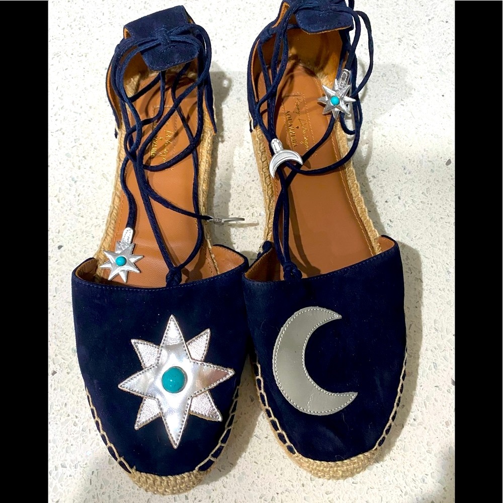 🌹Aquazzura EUC 🌞🌙 Poppy Delevingne Style Sz EUR 39.5/US 9.5 💯% Suede Upper!
